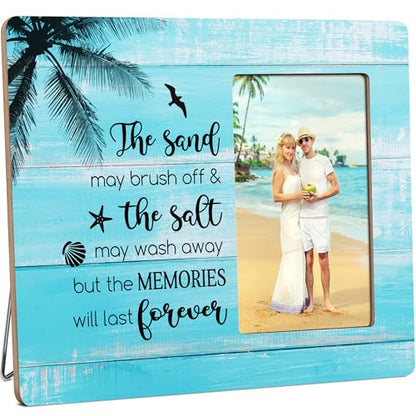 Beach Picture Frame Gifts for Couples, Trip Vacation Wooden Picture Frames, 4x6 inch Photo - color: Maroon