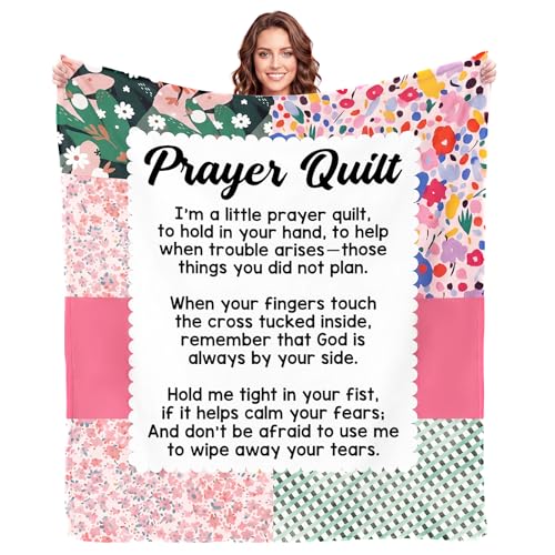 Prayer Quilt Christian Gifts for Women Blanket 60" x 50", Prayer Quilt
