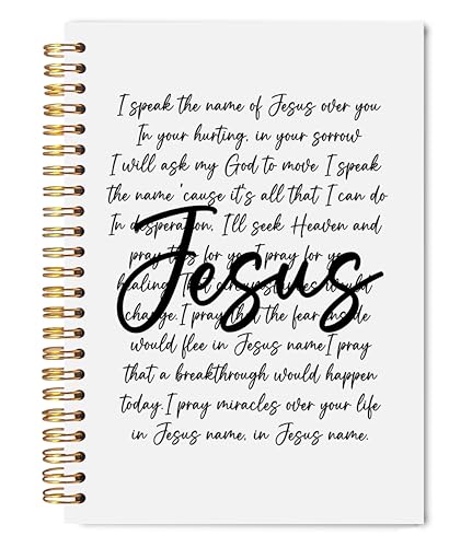 Welshower Name of Jesus Christian Spiral Notebook Journal, Bible Notebook for Note Taking, Jesus Journal for Women Men, Religious Prayer Journals for Woman, 5.5x8.3 Inch, 5.5x8.3 Inch - color: Prayer Blank Book 09