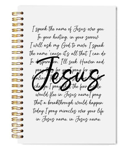 Welshower Name of Jesus Christian Spiral Notebook Journal, Bible Notebook for Note Taking, Jesus Journal for Women Men, Religious Prayer Journals for Woman, 5.5x8.3 Inch, 5.5x8.3 Inch - color: Prayer Blank Book 09