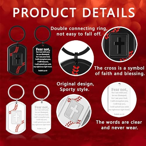 Football/Baseball/Soccer/Basketball Keychain for Men Sport Gifts for Men - color: Black, style: Baseball-isaiah 41:10