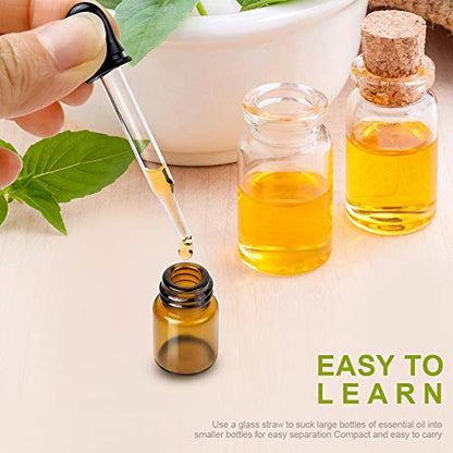 2ml Essential Oil Bottles 36Pcs Mini Oil Bottles with Transfer Droppers - color: Amber