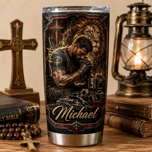 Personalized Christian Gifts For Men - Warrior Christ Faith Man Of God Tumbler V8 - A Child Of God Religious Bible For Dad, Husband, Grandpa on Fathers Day, Christmas, Birthday - color: CH-VAR-08