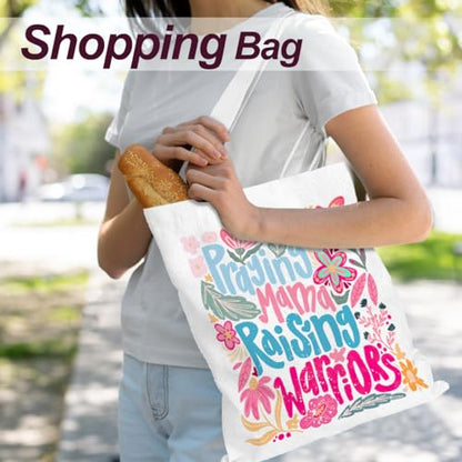 Mama Mom Tote Bag Mom Birthday Gifts Canvas Tote Bag, Reusable Canvas Shoulder Bags for Grocery Shopping, Beach 01 - color: Prayingmama
