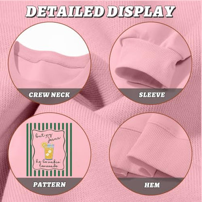 BINTEHGS Christian Sweatshirts For Women My Jesus Making Lemonade Graphic Faith Crewneck Pullover Religious Long Sleeve Shirt - color: Pink, size: X-Large