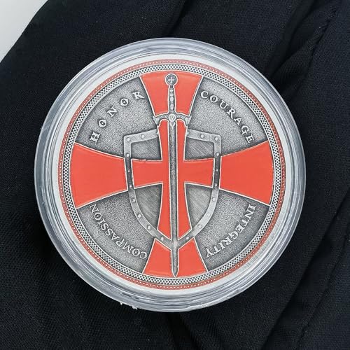 Christian Warrior Challenge Coin - The Knight Templar Coin Red Cross Religious Collection Coin