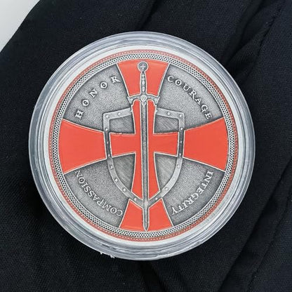 Christian Warrior Challenge Coin - The Knight Templar Coin Red Cross Religious Collection Coin