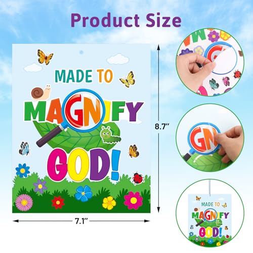 WorldBazaar 12 Pack VBS Magnify God Crafts for Kids Classroom Decor
