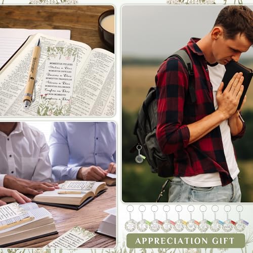Spakon 10 Sets Christian Gifts Bulk Bible Verse Pens Keychain, Spanish - style: Spanish
