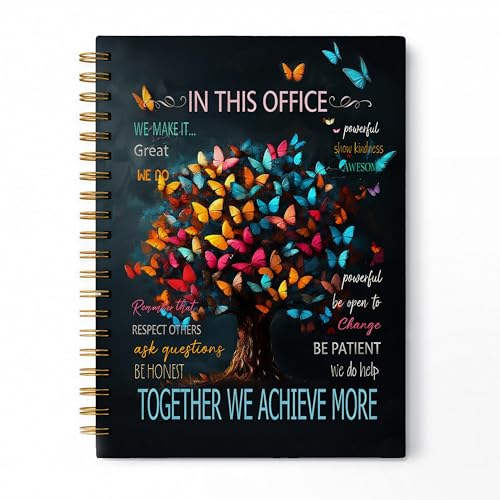 Inspirational Office Spiral Notebook, Work Journal for Women Coworkers, Teamwork Colorful Butterfly Tree Motivational Hardcover Lined Notebook Journal, 5.5x8.3 Inch - color: pattern-5