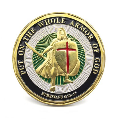 Armor of God Challenge Coin - Detailed Christian Symbolism Design - Inspirational Gift for Faith