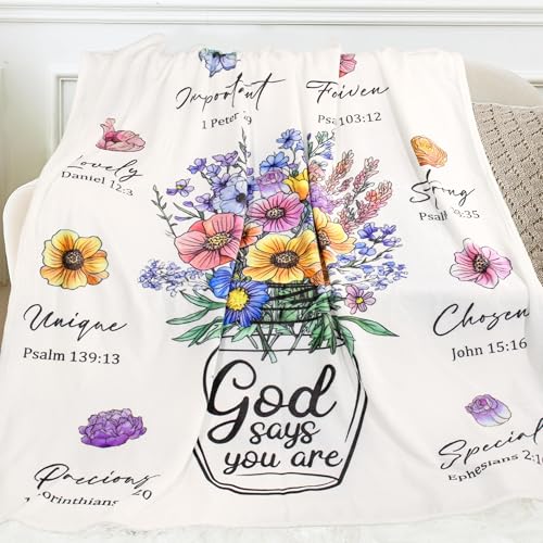 Christian Gifts for Women, Religious Birthday Gifts for Women Throw Blanket - color: Flower-god Says You Are