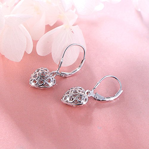 S925 Sterling Silver Heart Dangle Drop Earrings for Women Jewelry Gift - style: Heart Drop.