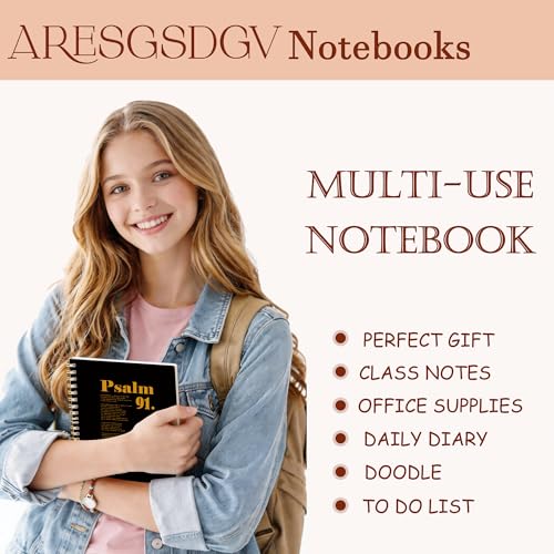 Christian Journal for Women, Psalm 91 Bible Notebooks for Note Taking, Christian Gifts for Women, Inspirational Bible Verse Religious Spiral Notebook 5.5x8.3 Inch - color: PSALM 91 02