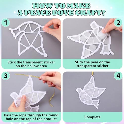 Sinload 24 Set White Dove Suncatcher Craft Peace Dove Paper Ornaments Decor - style: White Dove