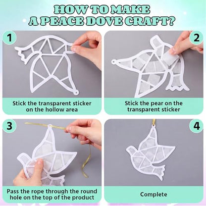 Sinload 24 Set White Dove Suncatcher Craft Peace Dove Paper Ornaments Decor - style: White Dove