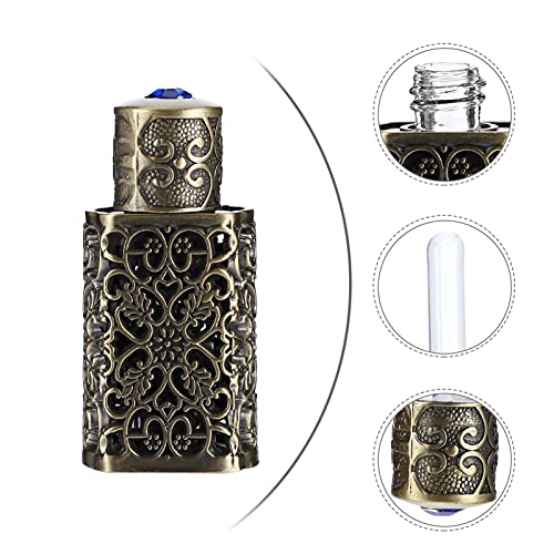 Beavorty 3Ml Hollow Engraved Metal Perfume Oil Bottle Refillable Atomizer Spray Bottle for Travel and Essential Oil Storage - color: Green