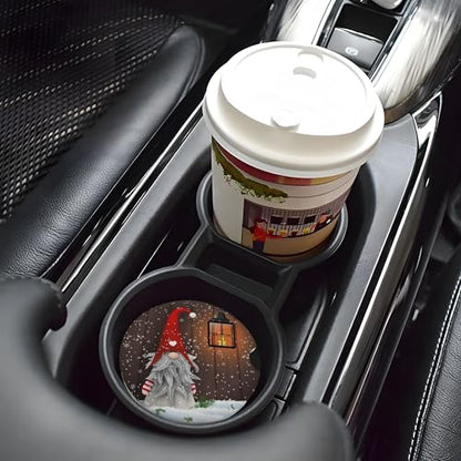 Dwarf Christmas Car Cup Holder Coasters 2 Pack 2.63" for Women - color: Red