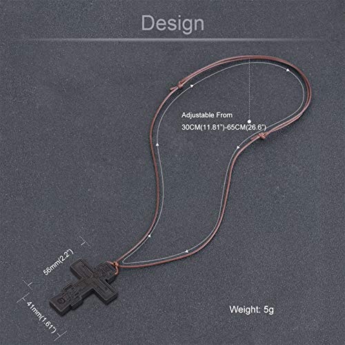 COTTVOTT Wood Orthodox Cross Pendant Necklace Christian Crucifix Necklace Prayer Jesus for Women Men - style: B-Black Color