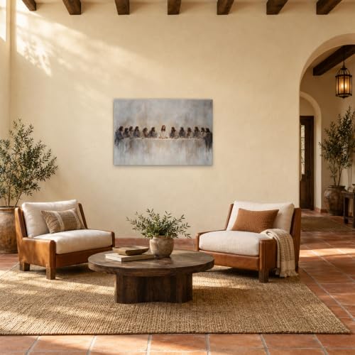Vintage Last Supper Picture for Dining Room Christian Art Jesus Picture - color: Art-01, size: 40"L x 28"W