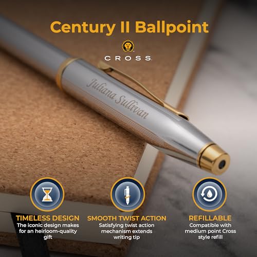 Cross Century II Personalized Medalist Ballpoint Pen, Chrome with Gold Trim - color: Medalist