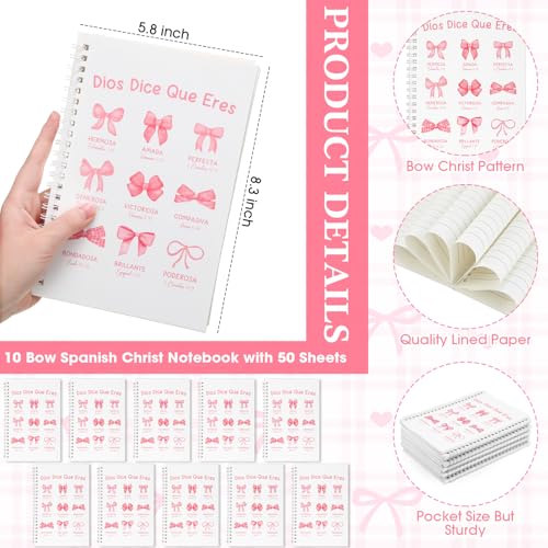 Resurhang 10 set Christ Bow Spanish Spiral Notebook Pen Set Bulk for Women - style: Spanish