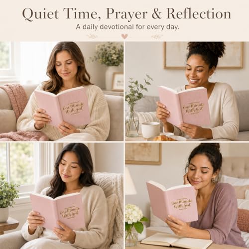 One Minute With God for Women, 365 Daily Devotionals for Women with Bible Verses, Short Reflections & God’s Promises, Pink Faux Leather Christian Book, Inspirational Gift for Her