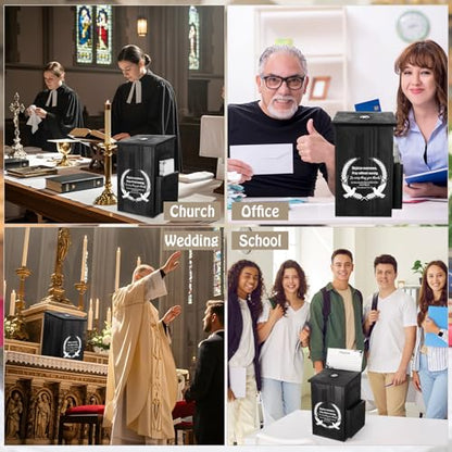 Roowest Prayer Request Box with Cards, Church Offering Box, Black - color: Black