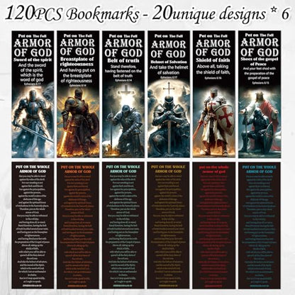 120 Pcs Full Armor of God Bookmarks Christian Bible Book Page Mark - color: Full Armor of God