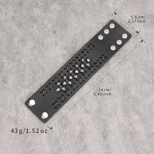 Jeilwiy Punk Rock Gothic Black Rivet Leather Spiked Necklace Collar Neckband Leather Choker Necklace for Women Mom Gifts Adjustable - color: 05 Leather Cuff Bracelet Black