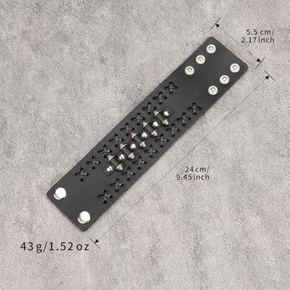 Jeilwiy Punk Rock Gothic Black Rivet Leather Spiked Necklace Collar Neckband Leather Choker Necklace for Women Mom Gifts Adjustable - color: 05 Leather Cuff Bracelet Black