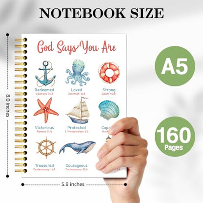 ERHACHAIJIA God Says I Am Bible Verse Spiral Notebook Gifts for Christian - color: White-blue-red