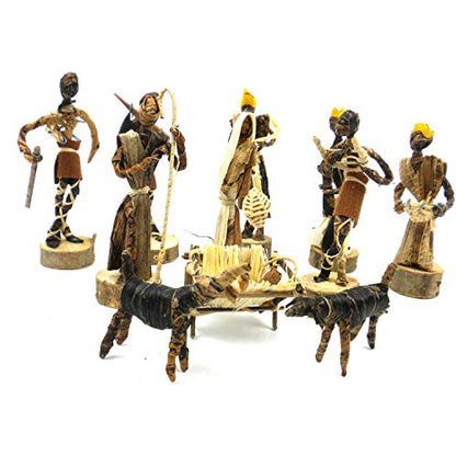 Global Crafts Nativity Parent - Handmade Nativity Set - Fair Trade Banana Fiber Christmas Décor