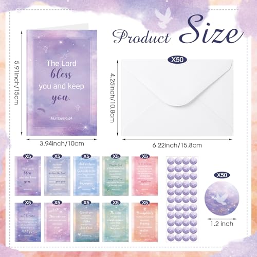 50 Sets Watercolor Christian Greeting Cards Bulk with Envelopes - style: Watercolor