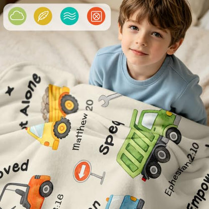 Nicetous Baptism Gifts for Boys, Construction Truck Blanket 40x50in - color: Baptism-truck