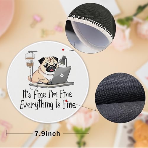 Funny Bulldog Round Gaming Mouse Pad 7.9x7.9, It's Fine I'm Fine Everything is Fine Round Mousepads for Desk Home Office Computers Laptop Accessories, Bulldog Gifts for Women Men Dog Lovers - color: Cute Sloth 20A
