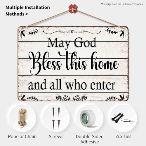 God Bless This Home Blessing Aluminum Metal Sign 8 x 12 Inch
