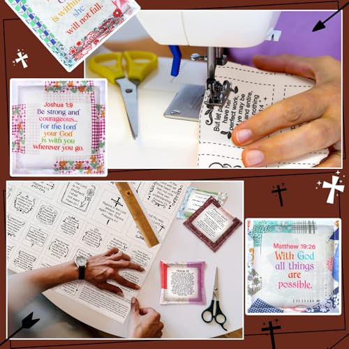 Fanfanwin 38 Sets Prayer Quilt Squares with Crosses, Cute, Brown - color: Brown, style: Cute
