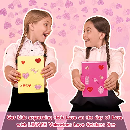 LINAYE Valentines Stickers for Kids - 400PCS Cute Valentines Love Stickers for Cards Envelopes Craft Scrapbooking Valentine Day Party Favors Supplies for Girls Boys - style: Heart 18 Sheets