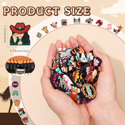 Tondiamo 60 Pcs Cowboy Silicone Focal Beads for Pens Funny Bulk Western Cowboy Cowgirl Character Bead for Beaded Pen Necklace Bracelet Charms Keychain Making Jewelry Making DIY Gifts - style: Cowboy