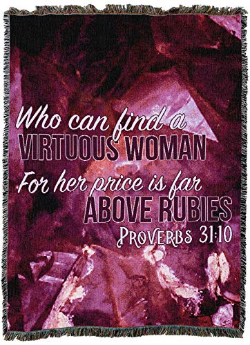 Pure Country Weavers Who Can Find A Virtuous Woman Blanket - Scriptures - Proverbs 31:10 - Religious Gift Tapestry Throw Woven from Cotton - Made in the USA (72x54) - color: Proverbs 31:10, size: 72" x 54"