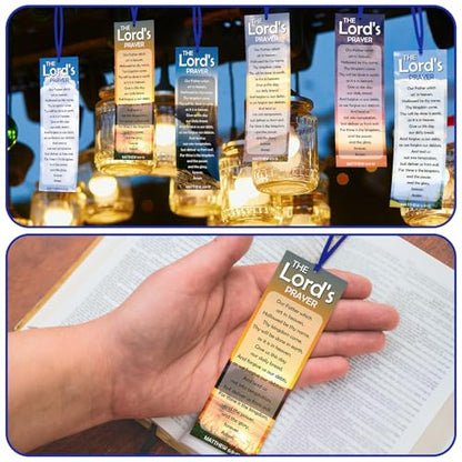 Dispowreath 60 Pcs the Lord's Prayer Christian Bookmarks with Ribbon - style: the Lord's Prayer