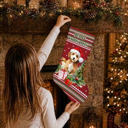 Cockapoo Dog Red and Green Christmas Stockings 16 Inch - color: Christmas21