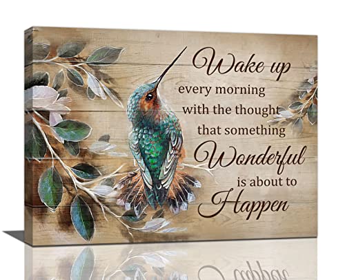 Hummingbird Wall Art Rustic Hummingbird Pictures Wall Decor Canvas Prints Farmhouse Country Bird Painting Framed Modern Artwork for Bedroom Living Room Bathroom Dining Room Kitchen Office 16"x12" - color: Hummingbird-1, size: 16"L x 12"W