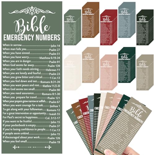 Motiskyy 100 Pcs Bible Emergency Numbers Bookmark Gift, Multicolor - color: Multicolor