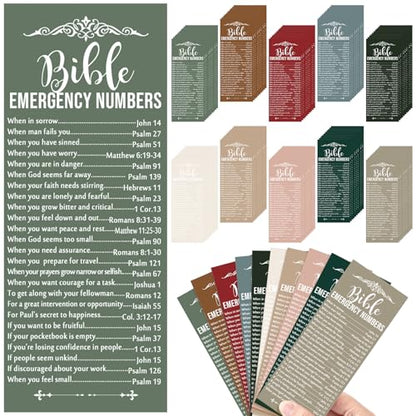 Motiskyy 100 Pcs Bible Emergency Numbers Bookmark Gift, Multicolor - color: Multicolor