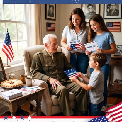 Eaasty 100 Pcs Cards with Stickers, Envelopes, Patriotic Thank You Style - style: Patriotic Thank You Style