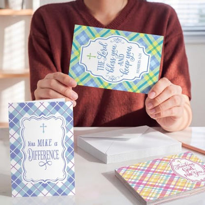 24 Pack Christian Pastor Ministry Appreciation Card, Ministry Plaid - style: Ministry Plaid
