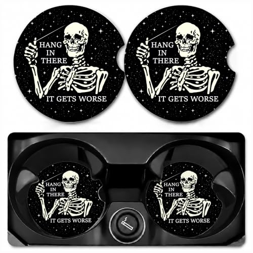 Car Coasters for Cup Holders, Skull Car Coasters Set of 2, B19 - color: Gothic