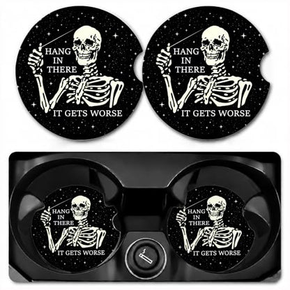 Car Coasters for Cup Holders, Skull Car Coasters Set of 2, B19 - color: Gothic